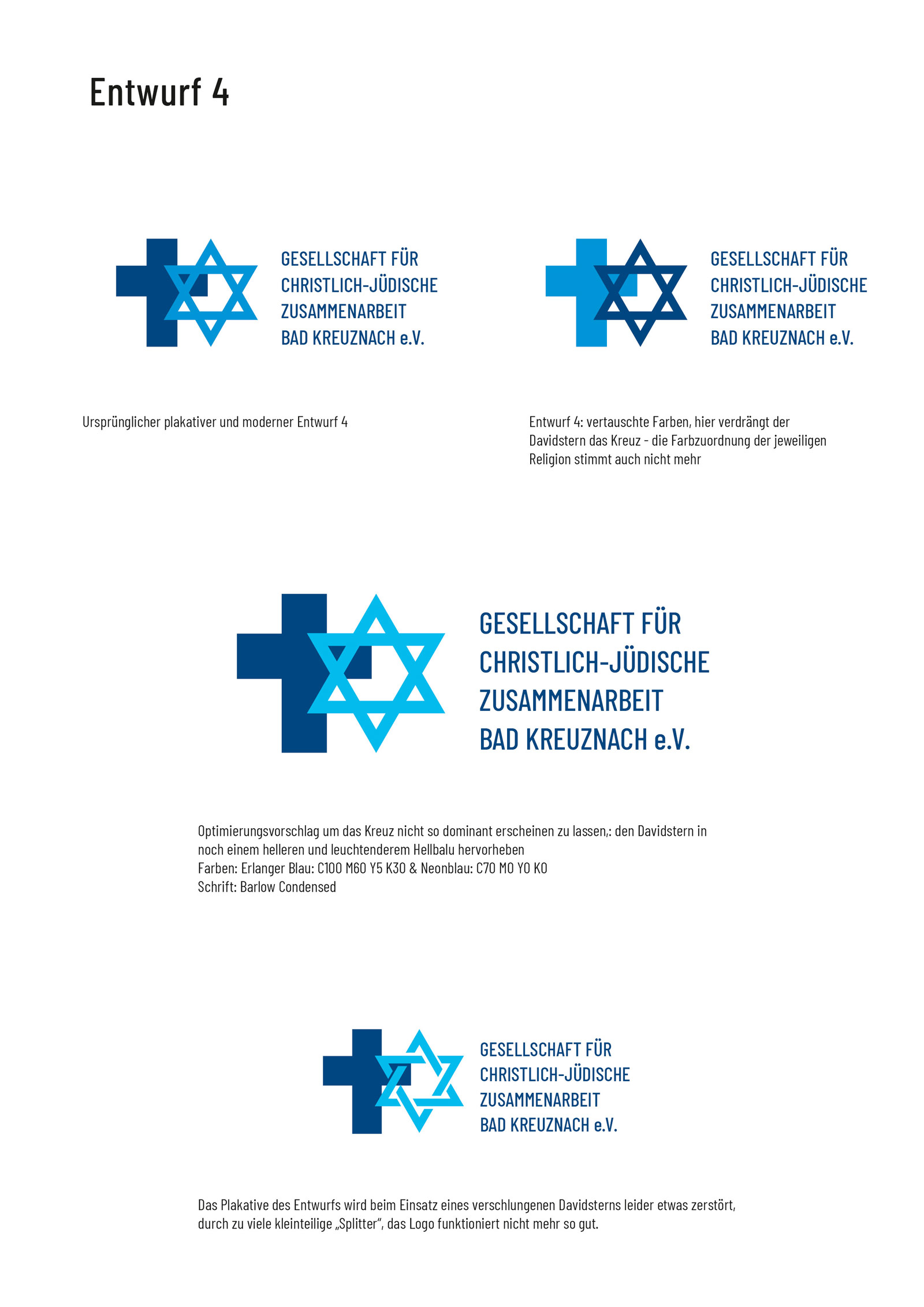 Corporate Design Entwicklung: Optimierung vierter Logoentwurf für die Gesellschaft Christlich-Jüdische Zusammenarbeit 